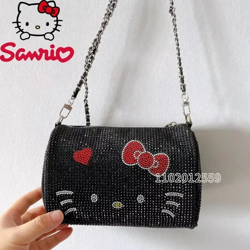 Hello Kitty New Women\'s Shoulder Bag Luxury Brand with Diamond Fashion Women\'s Shoulder Slant Bag Cartoon Cute Mini Women\'s Bag