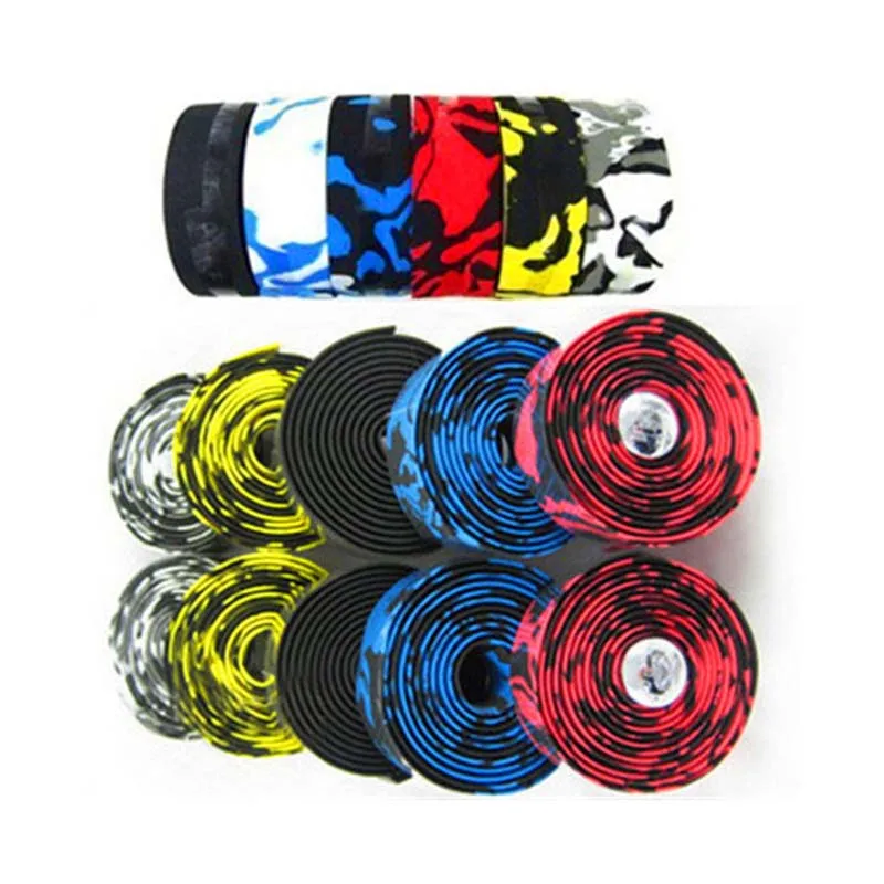 

Road Bike Bicycle Handlebar Tape Camouflage Belt Non Slip Absorb Sweat Cycling Handle Belt Cork Wrap With Bar Plugs 2m BC0067