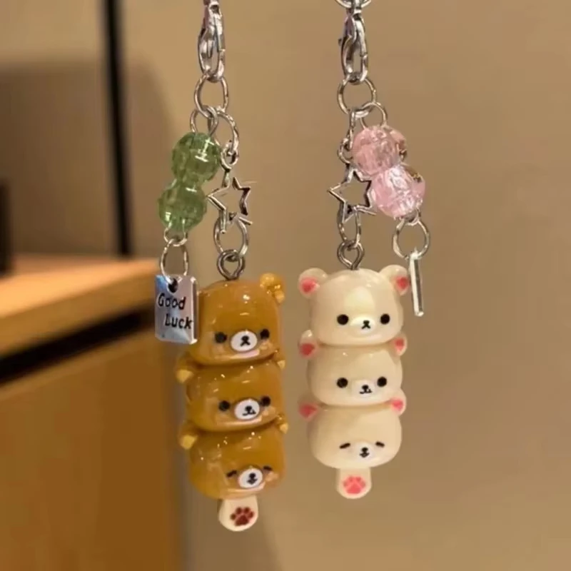 New Cute Bear Phone Charms Pendant Anime Keychain Accessories for Key Kawaii Schoolbag IPhone 17Promax Airpods Accessory Pendant