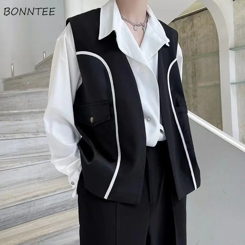 

Vests Women Patchwork Design Couple Boyfriends Panelled Leisure Outwear Preppy Korean Style Harajuku Fashionable New Arrivals