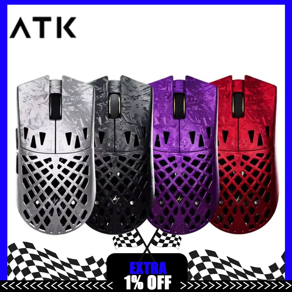 

ATK GHOST Mouse Composite Carbon Fibre Wireless Bluetooth Hollow-out Gaming Mouse Paw3950ultra 48g Lightweight 0.163ms PC Gamer