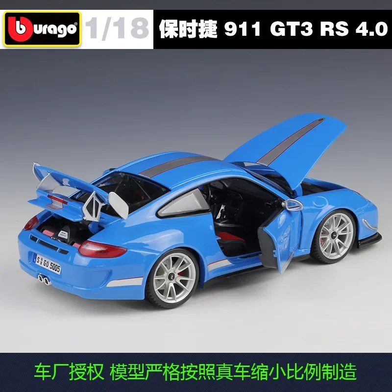 Bburago 1:18 911 GT3 RS 4.0 Alloy Model Car Static Metal Model Vehicles B322 Diecast Alloy Car Model Collectible