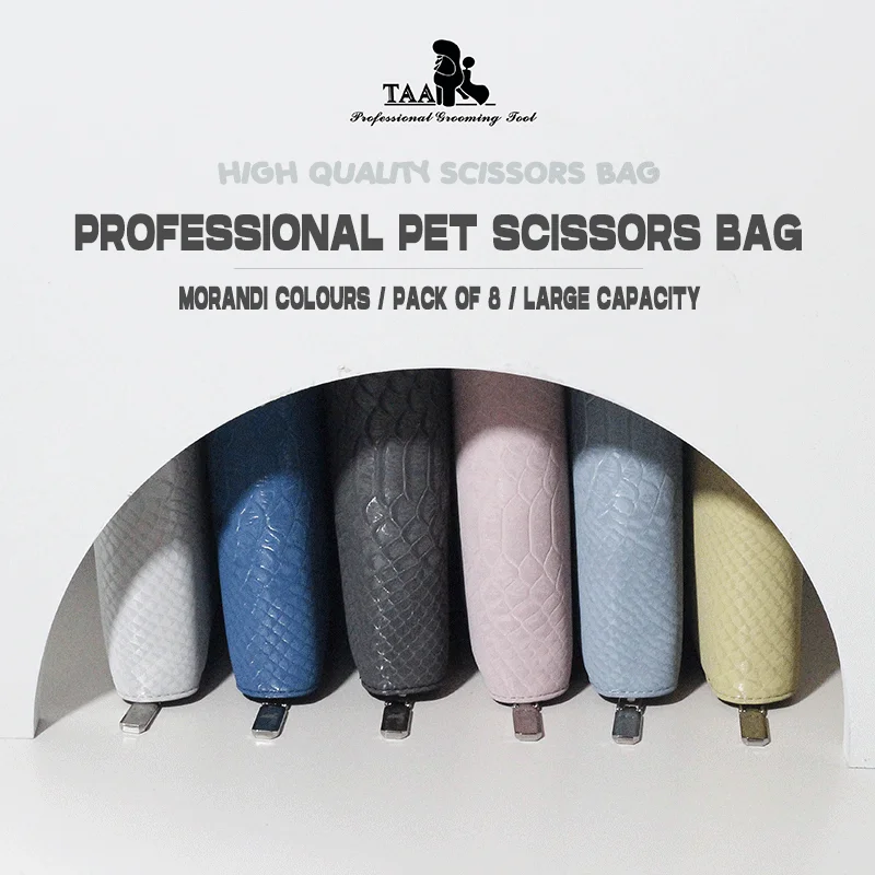 TAA Scissors Bag Pet Scissors Combs Bag Genuine Leather Lining PU Professional Tool Pack Colorful Morandi Pouch Pet Accessories