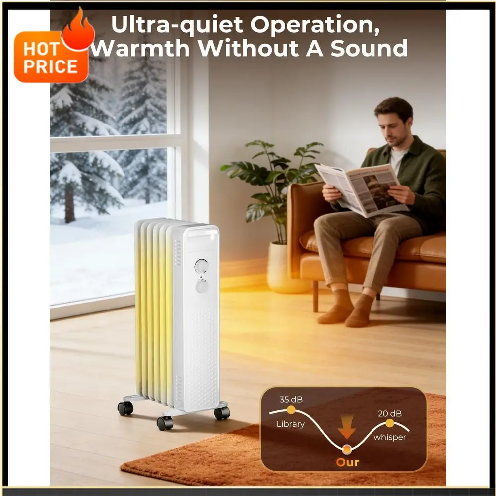 

Hot salesPortable 1500W Oil-Filled Radiator Heater with Adjustable Temperature, 3 Heat Modes, Overheat and Tip-Over Protection f