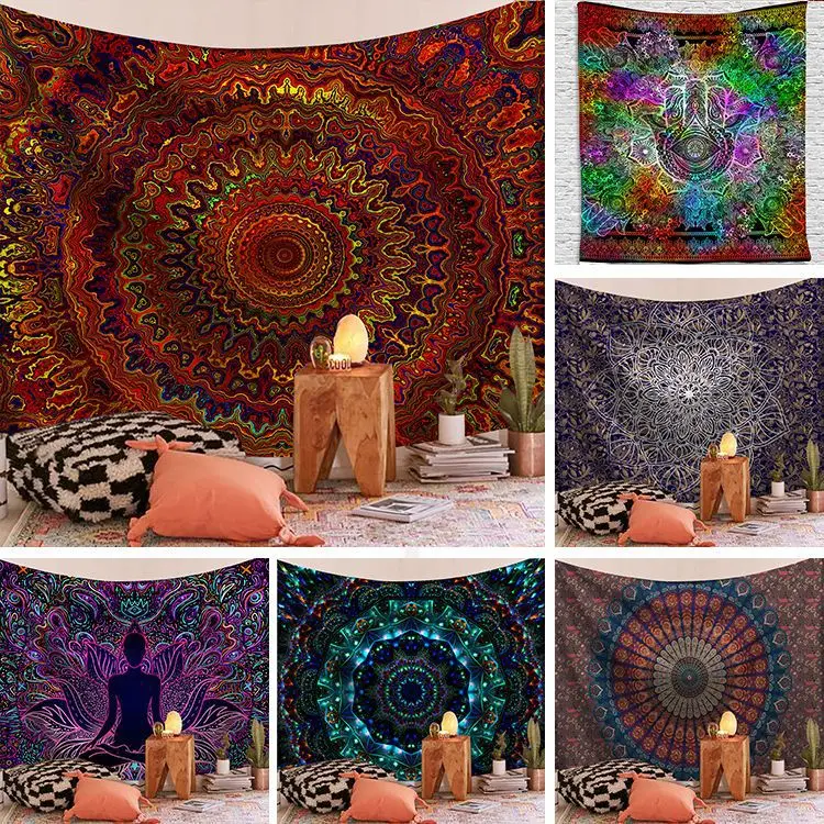 

Psychedelic Mandala Tapestry Wall Hanging Cloth Living Room Bedroom Decor Aesthetic Wall Art Home Decoration Poster