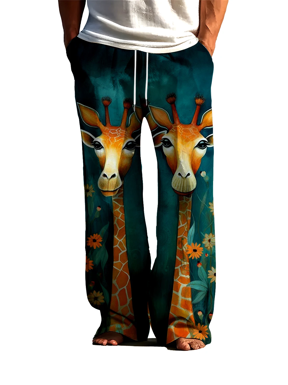 

Мужские повседневные брюки с 3D цифровым рисунком жирафа, свободные удобные мужские длинные брюки на весну и осень, быстросохнущие, не выцветают.