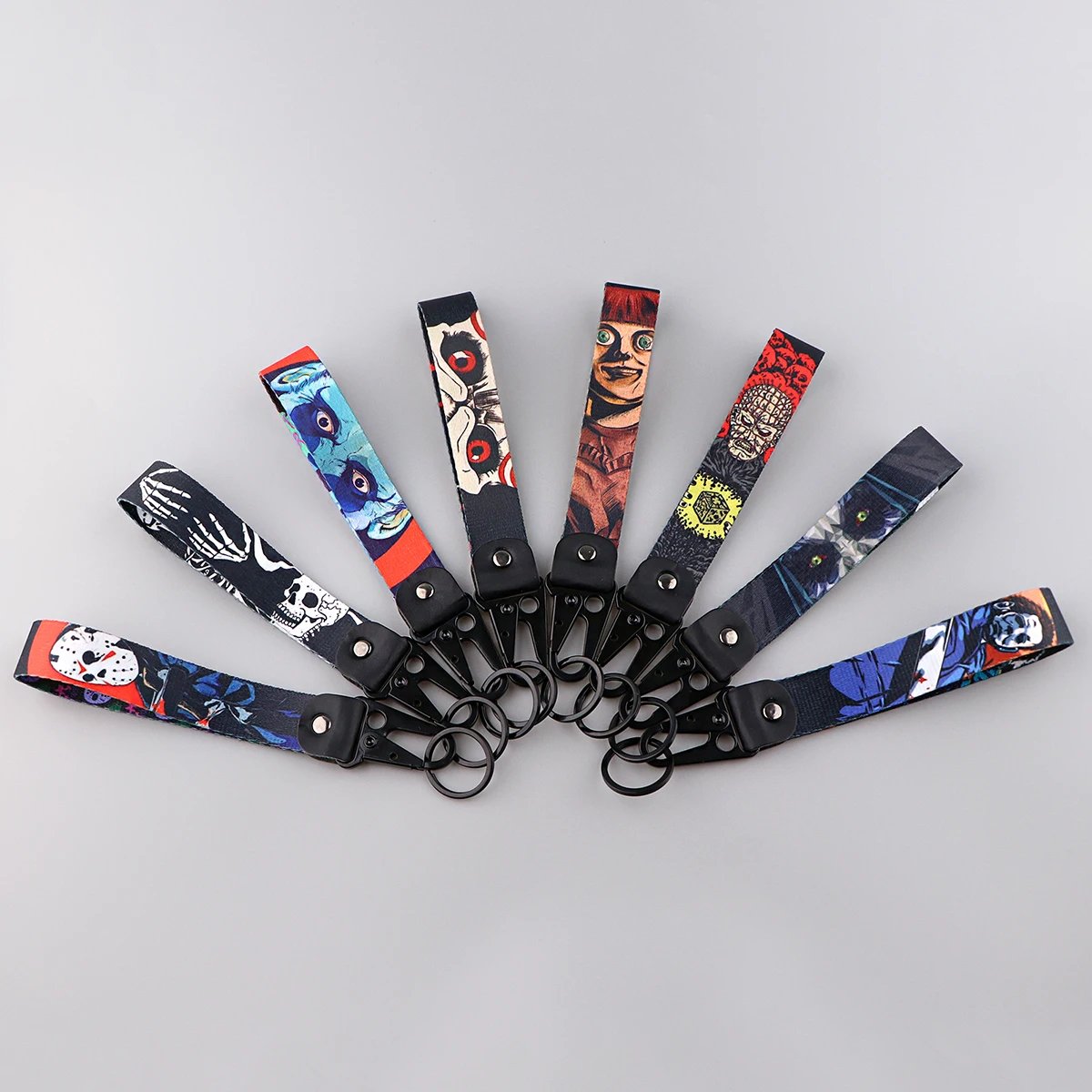 

Horror Movie Short Lanyard Tags Wrist Strap Car Keychain For Motorcycle Key Fob Key Pendant Key Ring Halloween Accessories Gift