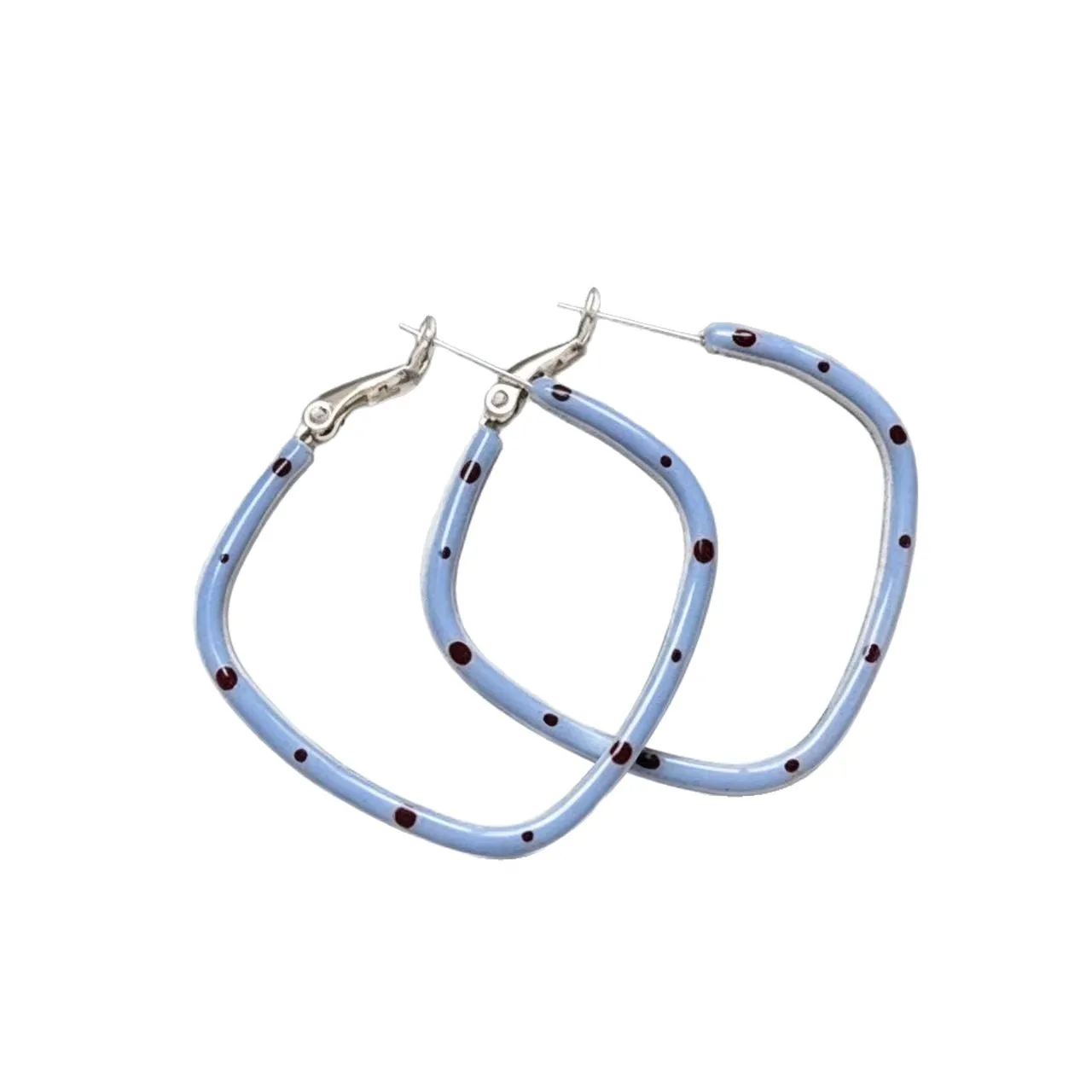 Blue Polka Dot Square Earrings Women's High-end Stud Earrings New Earrings Suitable for Round Face Earrings Fashion Jewelry
