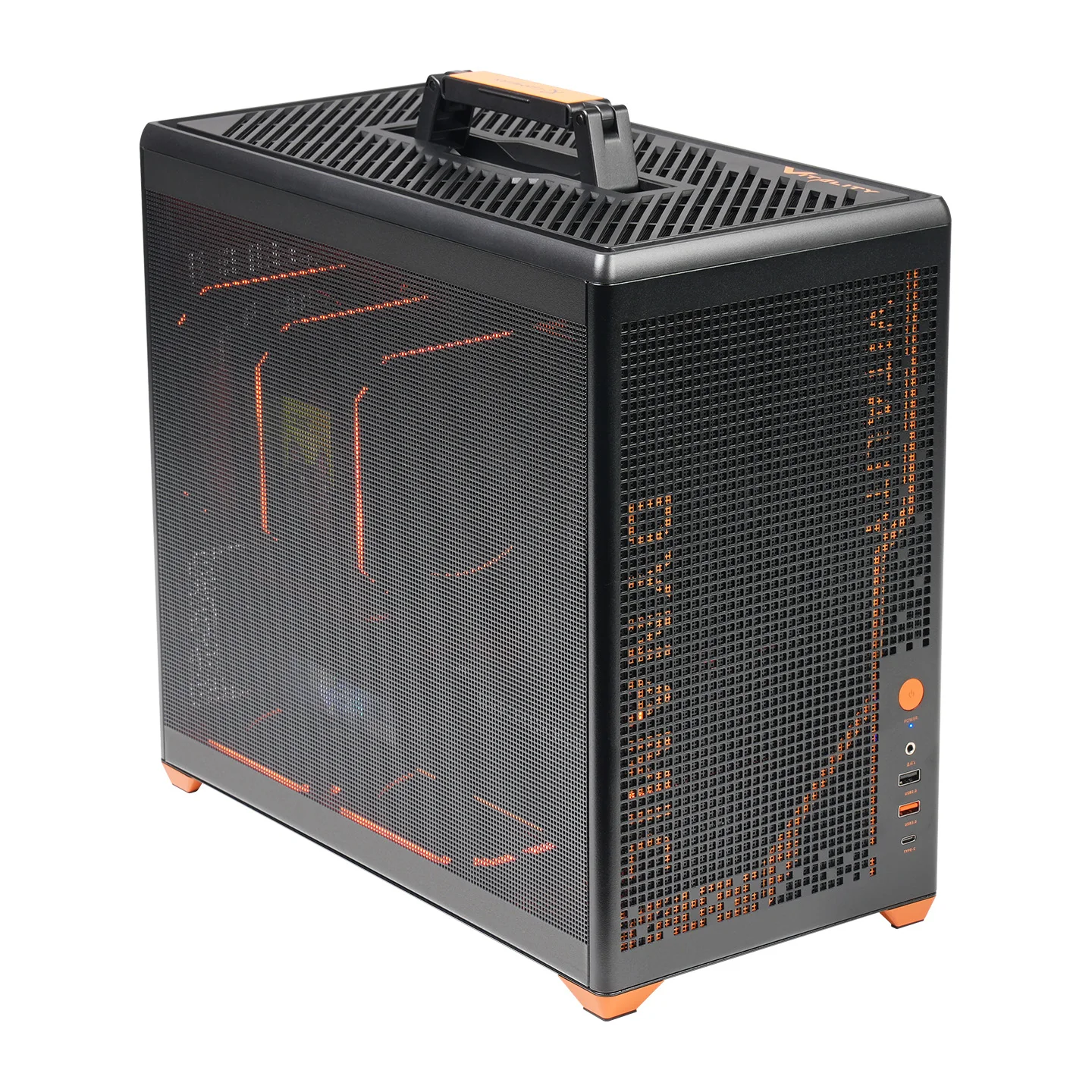 X-GAMERX P80 MESH PC Case ITX MATX Transparent Side 240 Water-Cooled TYPE-C Desktop Folding Handle Portable Computer Case