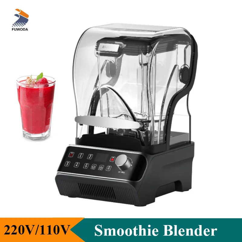 Professional Smoothie Blender 2000ML Smoothie Machine with Brushless Motor Soundproof Cover Milkshake Juice Maker Grinder
