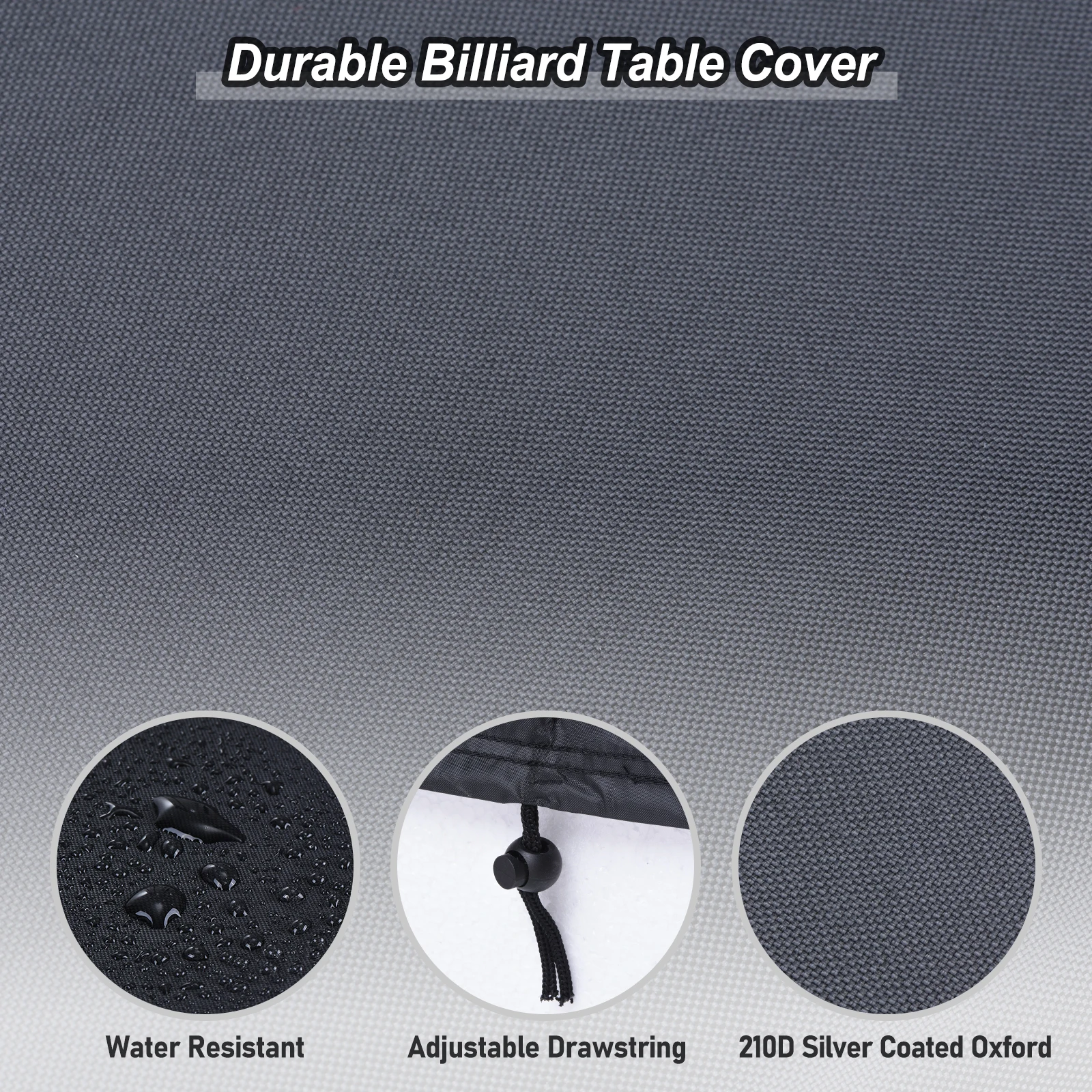 7/8 Ft Billiard Pool Table Cover 210D/420D Polyester Sun Rain Protection Billiard Table Covers for Patio Table Snooker Billiard