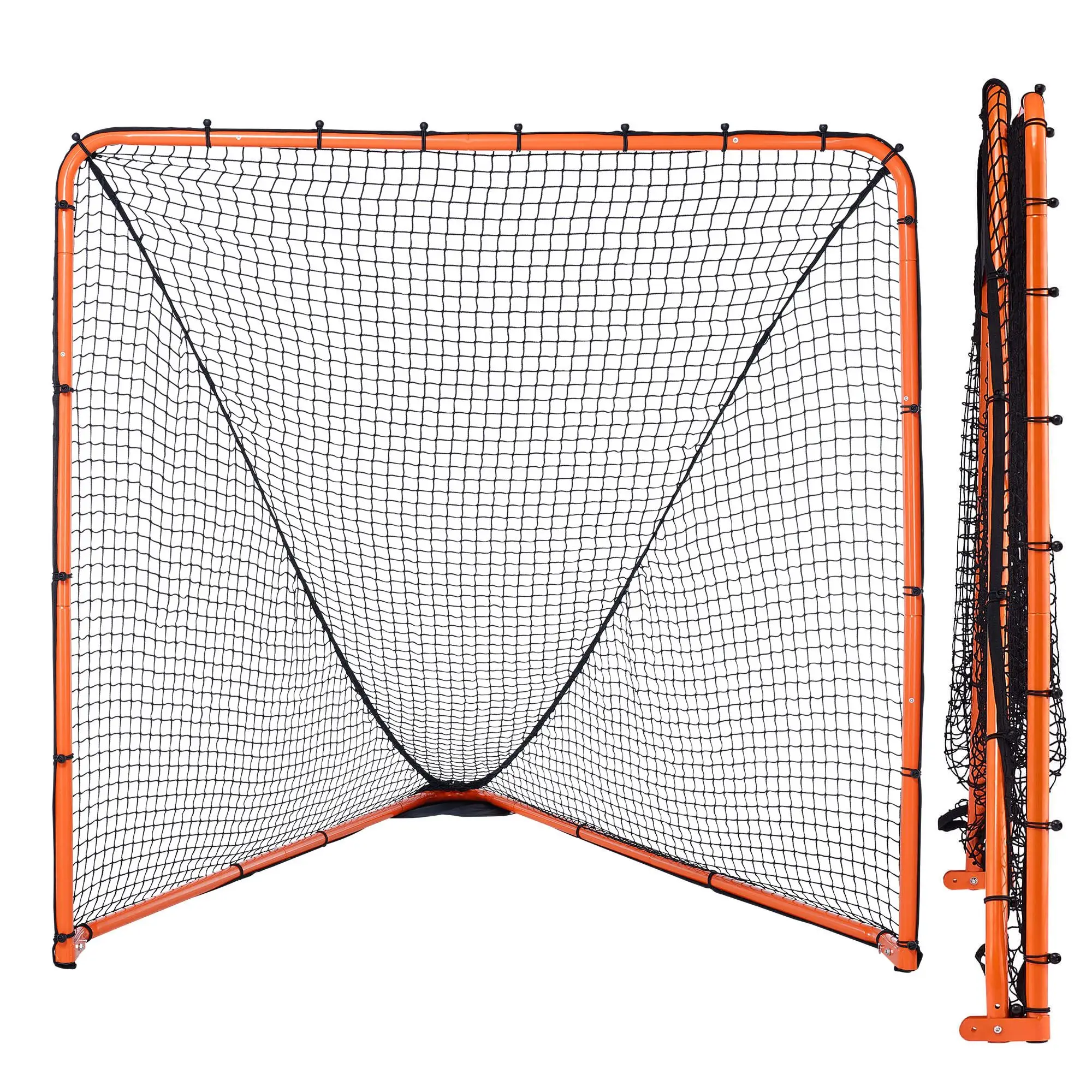 Lacrosse Goal, 6' x 6' Lacrosse Net, Folding Portable Backyard Lacrosse Training Equipment, Steel Frame Training Net, Quick & Ea