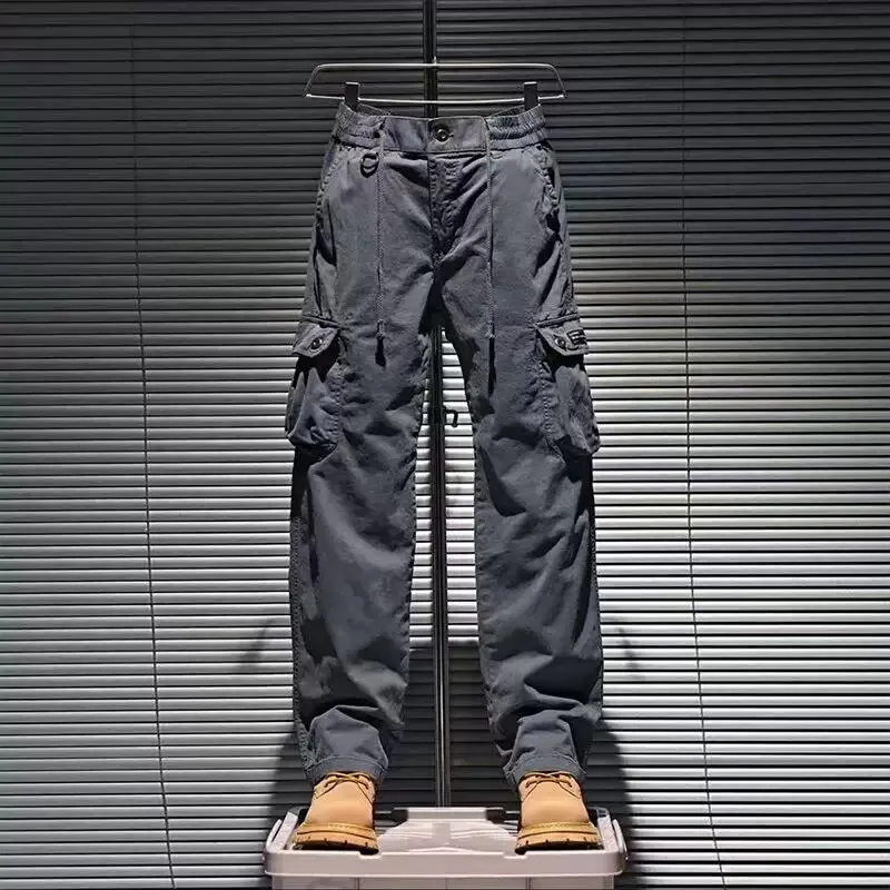 Retro American Cotton Work Trousers Men's Autumn Winter Outdoor Multi-Pocket Wear-Resistant Dirty Straight Leg Pants