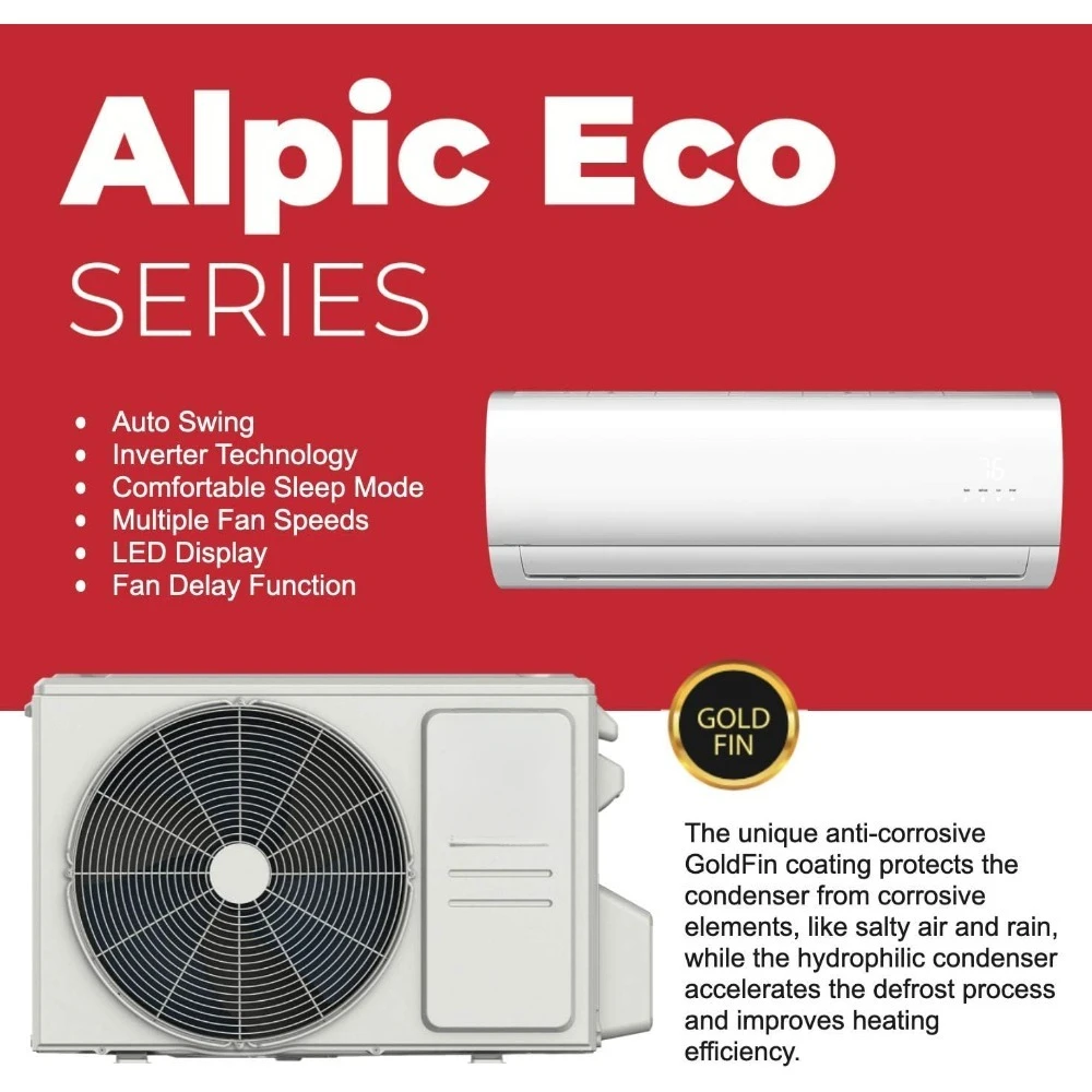 9,000 BTU, 110/120V Ductless Mini Split AC/Heating System With Heat Pump Including 16ft Installation Kit