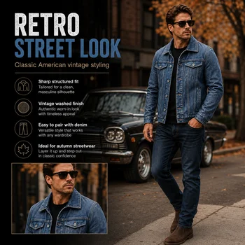Men's Motorcycle Leather Jacket Light Blue Ami Khaki Retro Graphite Distressed Denim Genuine Leather Jacket Slim Short Jacket 4