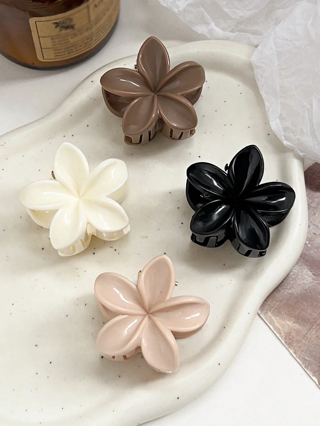 4 Stück mehrfarbige Blumen-Haarklammern für Frauen und Mädchen, rutschfest, niedlich, modisch, Haarschmuck, kleine Haarnadel, Krabben-Haarspange-Stil – Detail 7