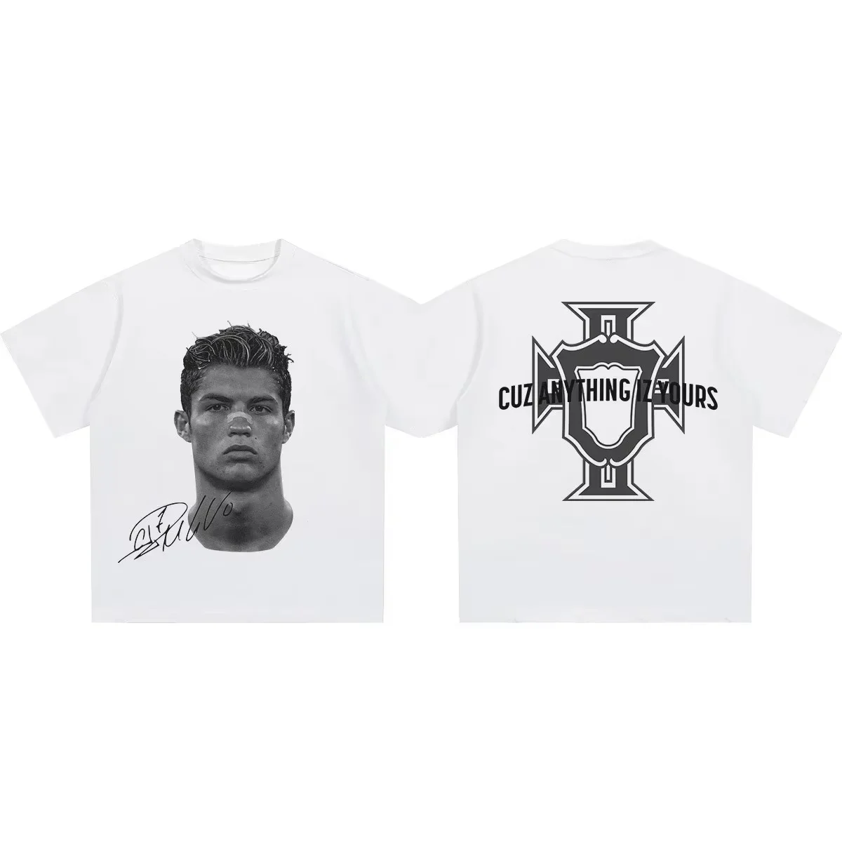 Cristiano Ronaldo Neymar American Football Star Print Cotton Short Sleeve Oversized T Shirt Men Women Fashion Unisex Tee