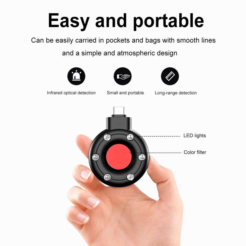 

Портативный детектор скрытых камер и объективов Type-C: защита от подглядывания для офиса и отеля