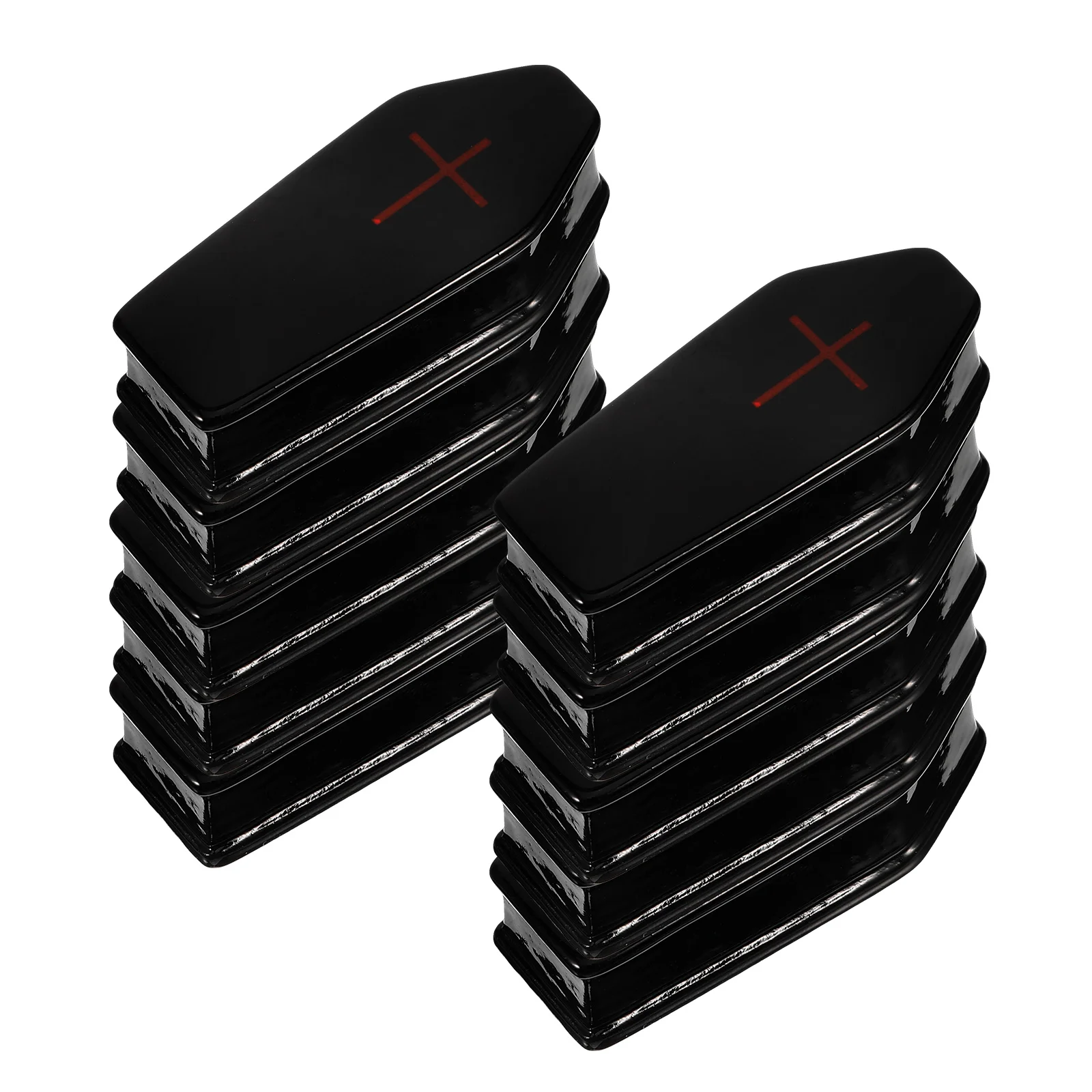 10 Pcs Black Coffin Resin Ornaments Coffins for Graves Halloween Decor Decoration Casket Funeral Crafts Party Yard Prop