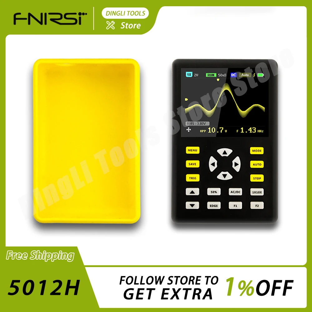 

Fnirsi 5012h Handheld Digital Oscilloscope 500ms/S Sampling Rate 10mhz Analog Bandwidth 2.4 Inch Support Waveform Storage Custom