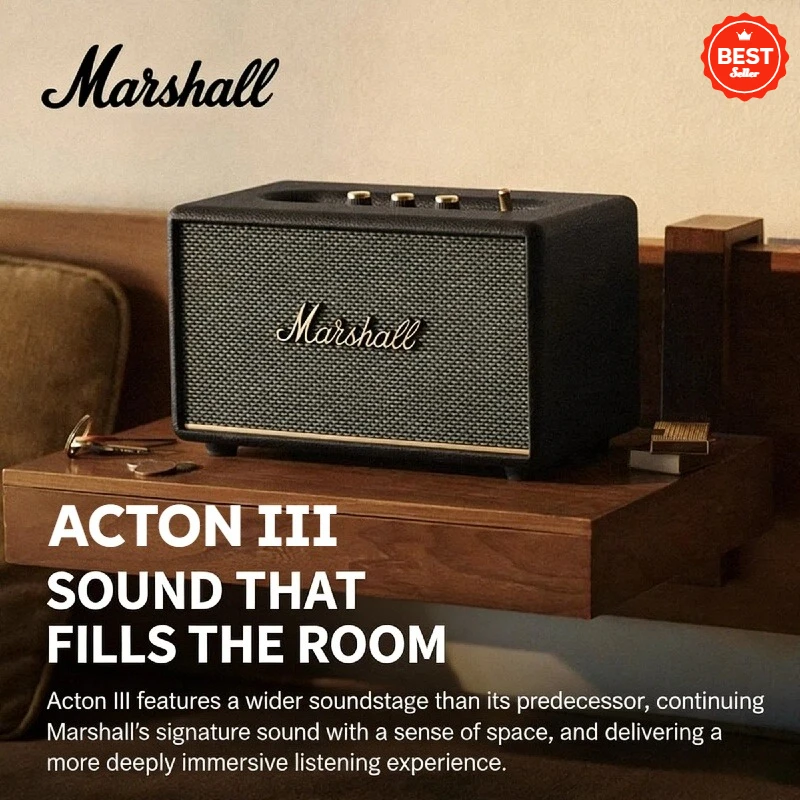 Marshall ACTON III Portable Bluetooth 5.0 Speaker Wireless Indoor Home Speaker IPX4 Waterproof Speaker Deep Bass Subwoofer HOT