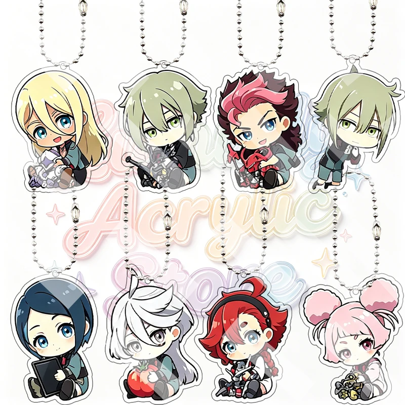 8 Styles Q Version Anime Character Acrylic Keychain Pendant Chain Charms Kawaii Backpack Ornament Gift for Anime Fans Accessory
