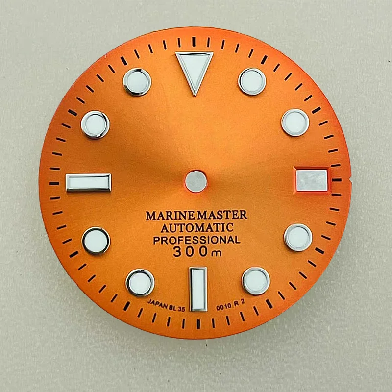 NH35 Dial 28,5 mm Reloj de buceo luminoso verde NH36/4R35/4R36 Accesorios de reloj literal con logo