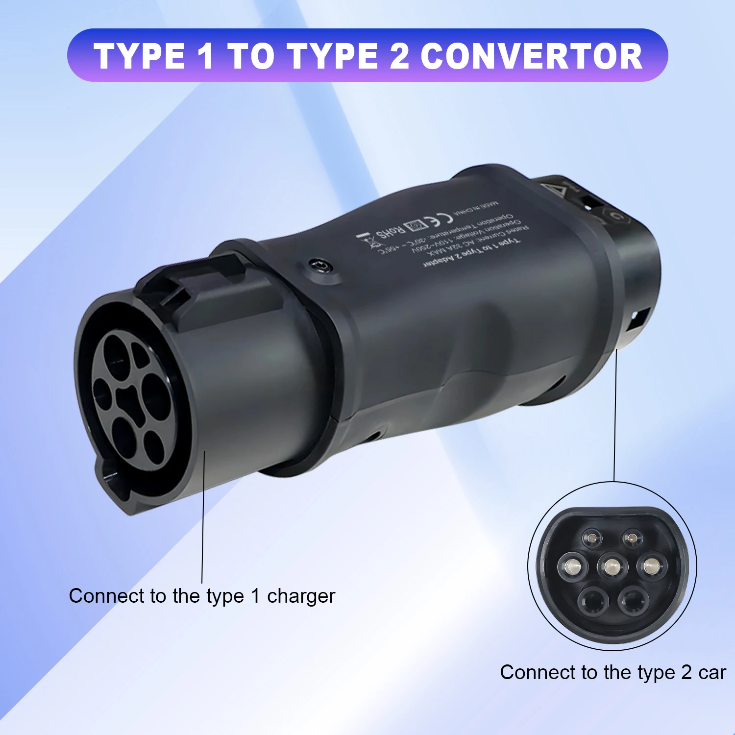 Kolanky EV Charger Adapter 32A 7.2KW Type 2 To Type 1, Type 1 To Type 2 Adaptor, Type 1 To Nacs Conventer Charging Electric Cars