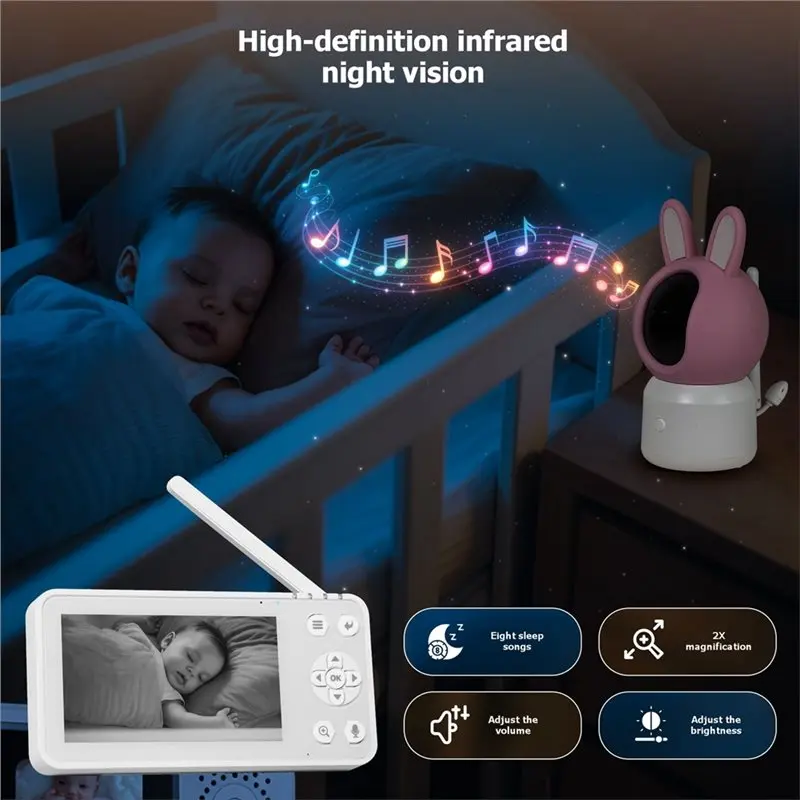 【RECOMENDAR】2MP Wifi Security Camera For Baby Monitor 4.5 Inch Video With Temperature Sensor Gentle Light Soothing Lullabies For