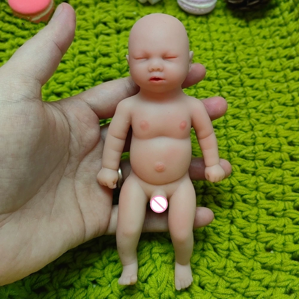 

WW1577 6.29inch 16cm 120g 100% Silicone Reborn Baby Doll Girl Baby Unpainted Unfinished Realistic Sleeping Dolls Children Toys