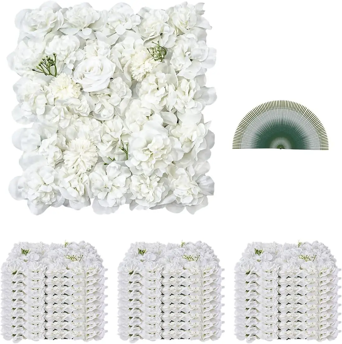 3D Flower Wall Panel, 24 PCS 15 x 15 inch, Artificial Floral Wall Background Mesh Backing Mat,Seamless Design&Easy Installation