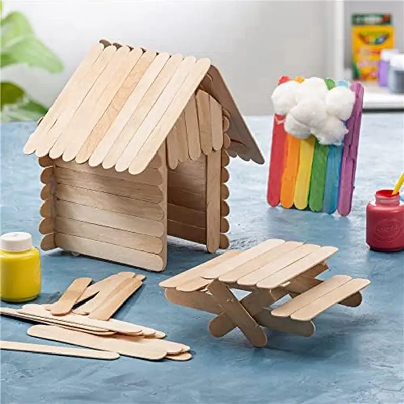 B62B-[200 Count] 3.6 Inch Wooden Multi-Purpose Sticks, Craft, Ice Cream, Wax, Waxing, Tongue Depressor Wood Sticks