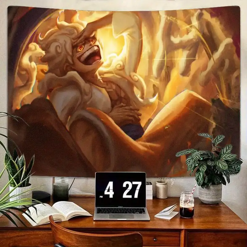 

1 шт., гобелен с блондинкой в стиле аниме, огненный золотой фон, настенное искусство, декоративное для спальни, гостиной, уютное творческое рабочее пространство