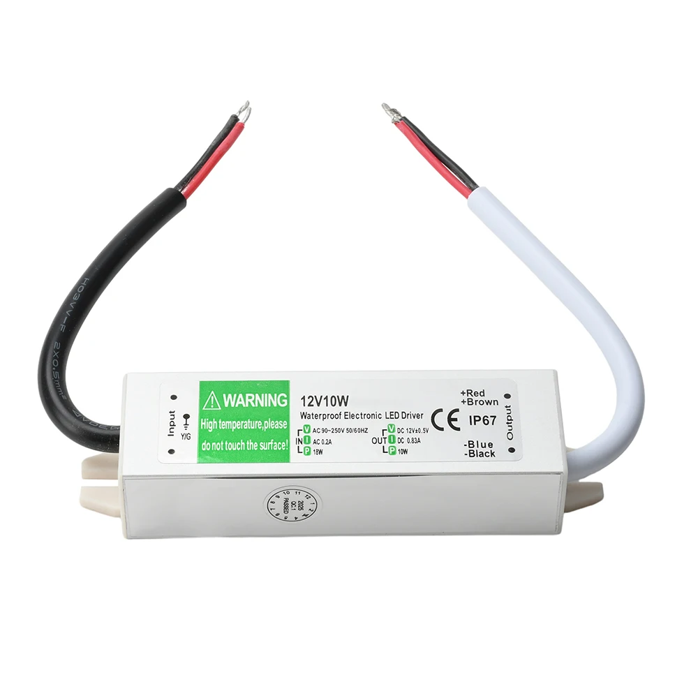 IP67 Waterproof Power Supply AC 90-250V to DC 12V LED Driver 10W 15W PWM Switching Adapter Lighting Transformer for Strip Lights