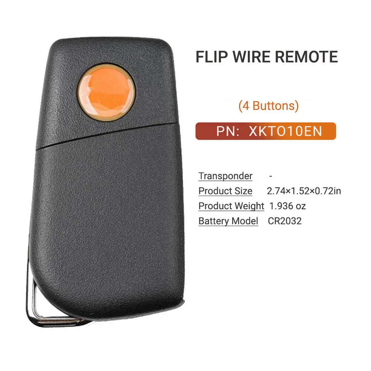 Xhorse 와이어 범용 원격 키 포브, 도요타 플립 4 단추 스타일, VVDI 키 도구, XKTO10EN