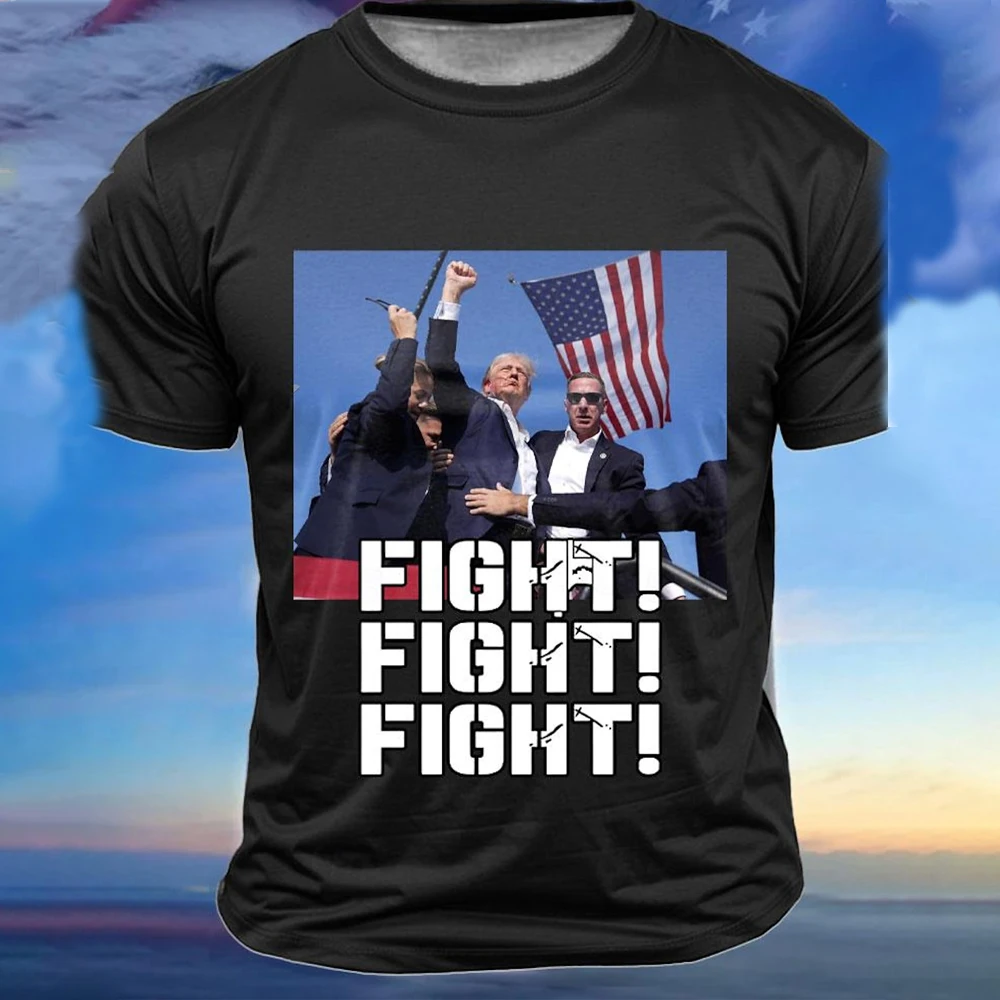 Donald Trump Raise Fist T Shirt 2024 Shooting Trump Fight T Shirts Mens Clothing 3D America US Flag Short Sleeved Tee Shirt Tops