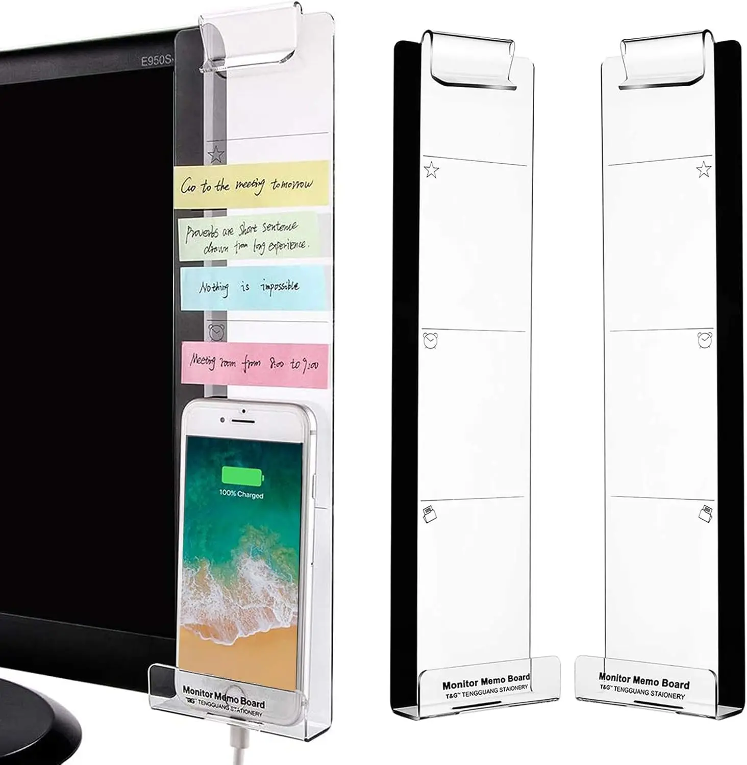 

Creative Acrylic Monitor Message Memo Board for Sticky Note Transparent Name Card Phone Holder Desktop Plastic Holder Stationery