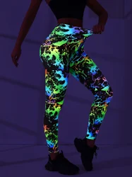 Digital Printing 3D Fluorescent Quick-drying Breathable Fitness Pants Show Slim Hip Lift Leggings Yoga Pants Plus-size