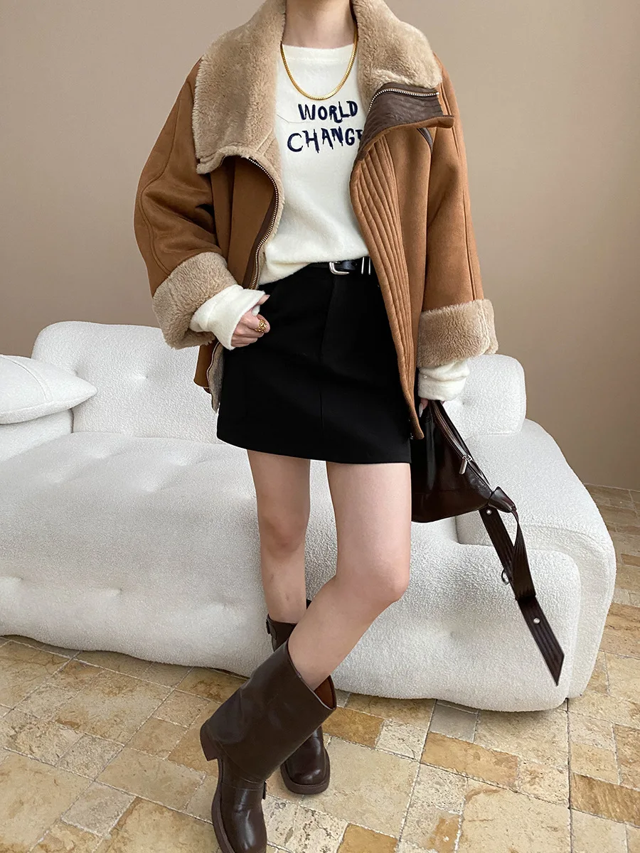 سترة نسائية جديدة من LIMO 2025 مصنوعة من الجلد الصناعي معطف شتوي دافئ وبطانة من الفرو الصناعي ملابس خروج من القطن والبوليستر في الهواء الطلق