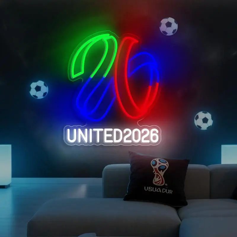 

2026 United FootBall Neon Sign Brazil National Flag Color LED Light for Bedroom Bar Game Room Wall Decor Football Fans Gifts