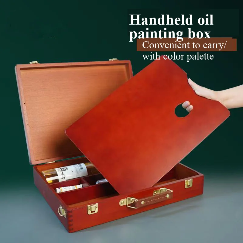 Master Level Portable Retro Art Box with Built-in Color Palette Oil Painting Special Portable  Storage Case