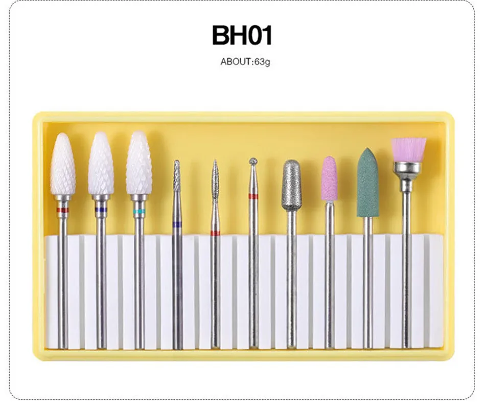 10 قطعة السيراميك التنغستن مسمار مثقاب مجموعة طحن القاطع مجموعة مانيكير لدغ تنظيف آلة الملحقات