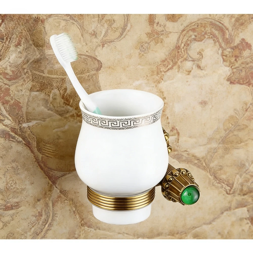 

Специальные аксессуары для хранения в ванной комнате, латунный антикварный подстаканник для зубной щетки с одной чашкой