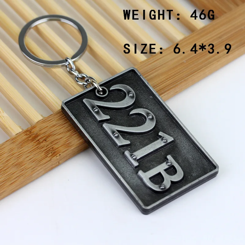 Movie Suspense Detective Sherlock 221b Apartment Keychain Retro Alloy Car Key Accessories Pendant Gift