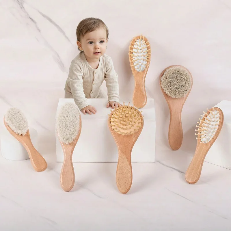 2pcs Comb and Brush Set Baby Care Beech Wood Brush and Comb Gift Set