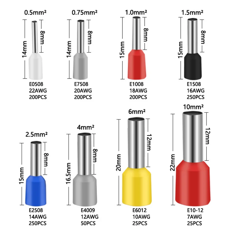 HCS8 6-4A tubular crimping pliers and 1200 pieces/box wire terminal crimping connector insulated non-insulated wire end ferrule