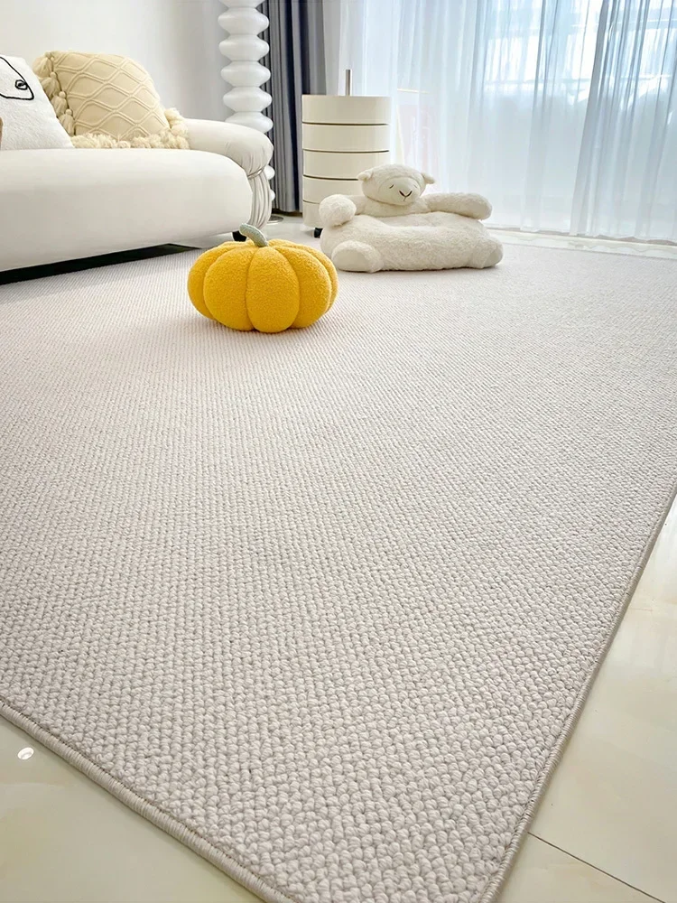 Wool bacteriostatic carpet, living room, modern simple sofa blanket, bedroom off-white solid color, light luxury high-grade