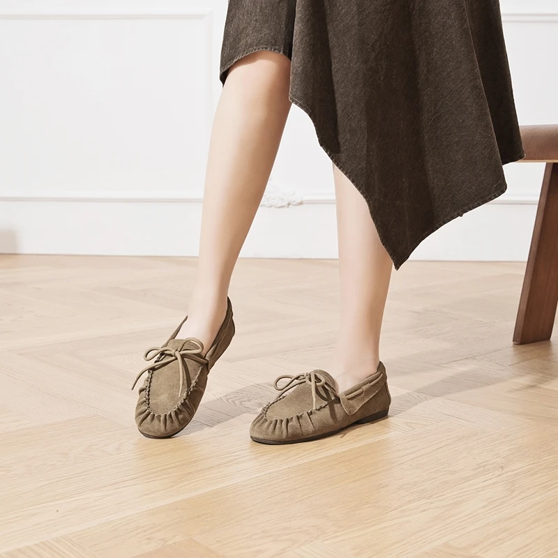 AIYUQI 2026 Neue Damen-Flachschuhe Handgenähte Falten-Loafer in Übergrößen Lässige Lederschuhe für Damen – Detail 6