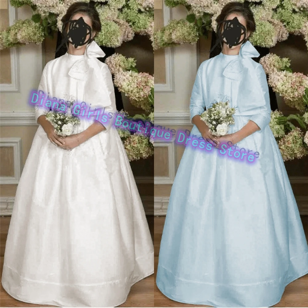 

Elegant Baptism First Communion Gown Satin Fluffy Flower Girls Dress for Wedding Ball Dresses Kids Party Birthday Evening Gowns
