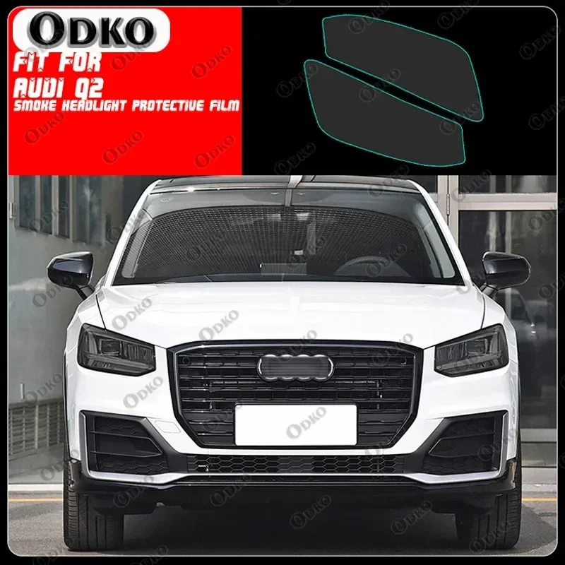 New Car LH+RH Smoke TPU Headlights Protective Precut Film Sticker Cover Trim Fit For Audi Q2
